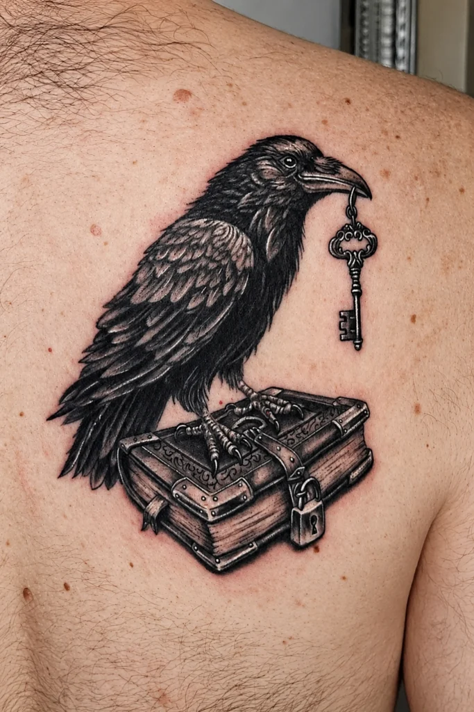 Raven Carrying an Antique Key