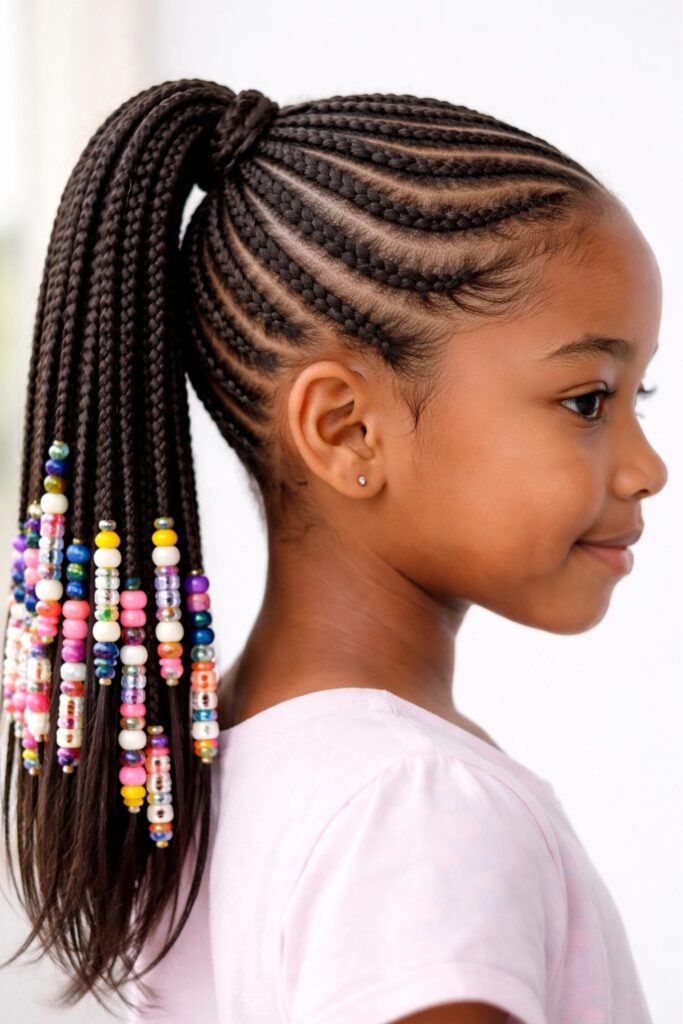 Rubberband ponytail with beads