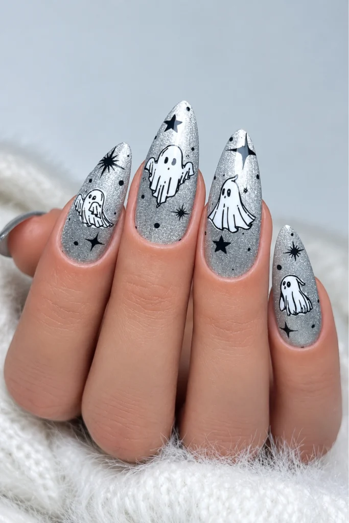 Silver Chrome Ghost Nails
