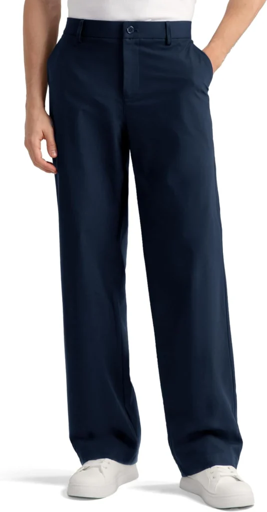HISDERN Flex 505 relaxed fit stretch trousers in navy, front view